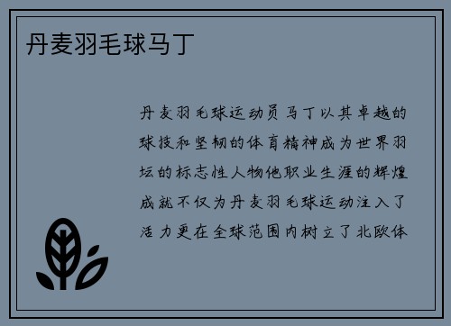 丹麦羽毛球马丁